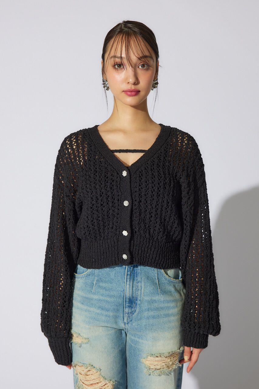 rienda「ビジューニットカーディガン」|カーディガン|