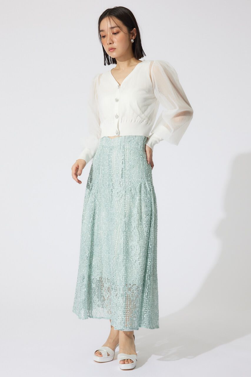 rienda「チュールドッキングシアーニットカーディガン」|カーディガン|