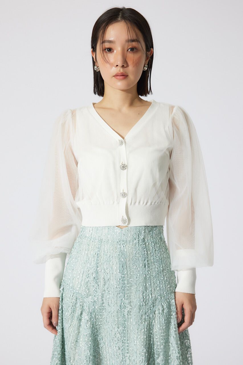 rienda「チュールドッキングシアーニットカーディガン」|カーディガン|