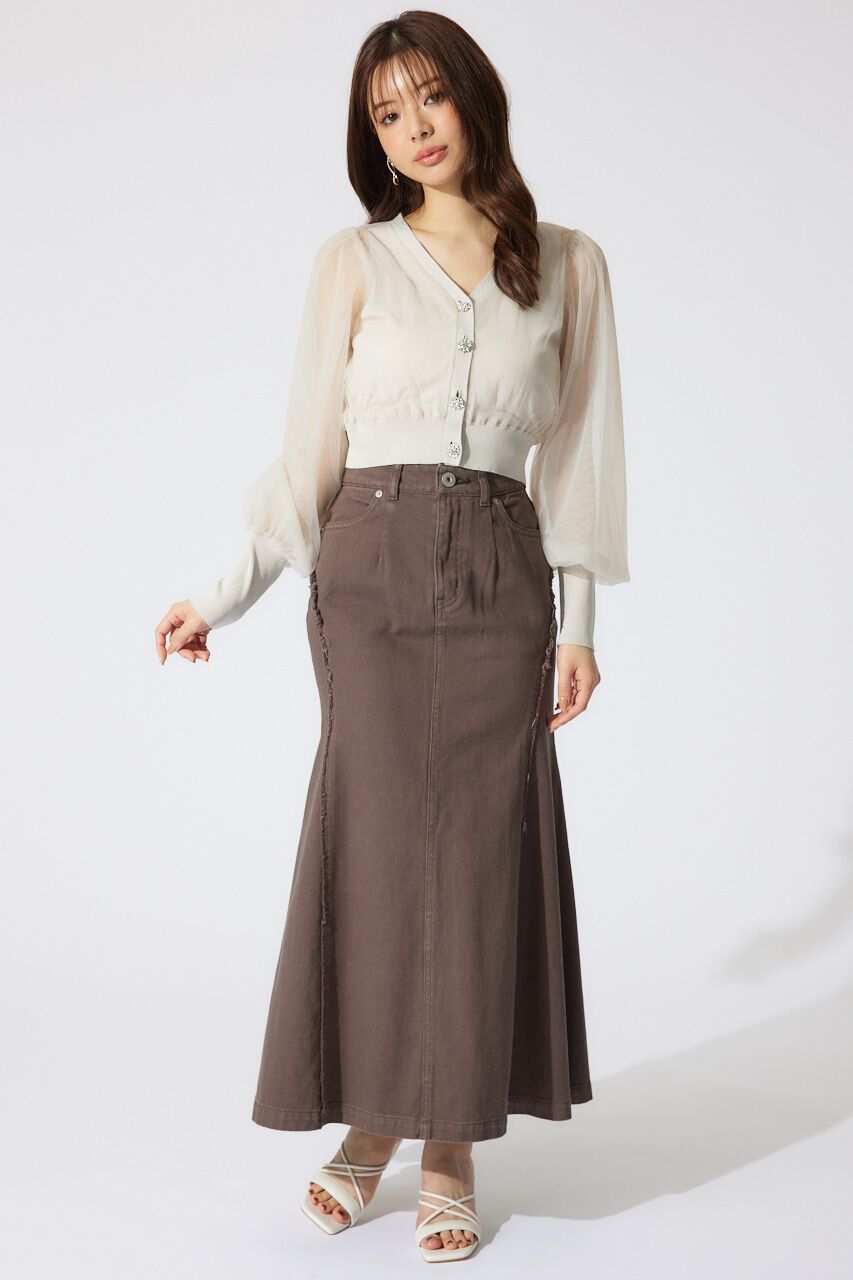 rienda「チュールドッキングシアーニットカーディガン」|カーディガン|