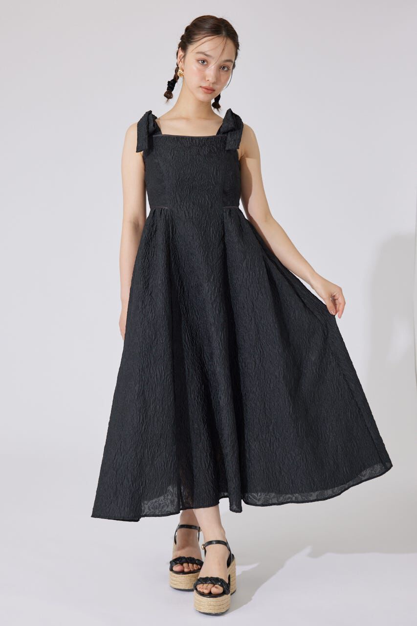 rienda「ショルダーリボンワンピース」|ワンピース|BLK