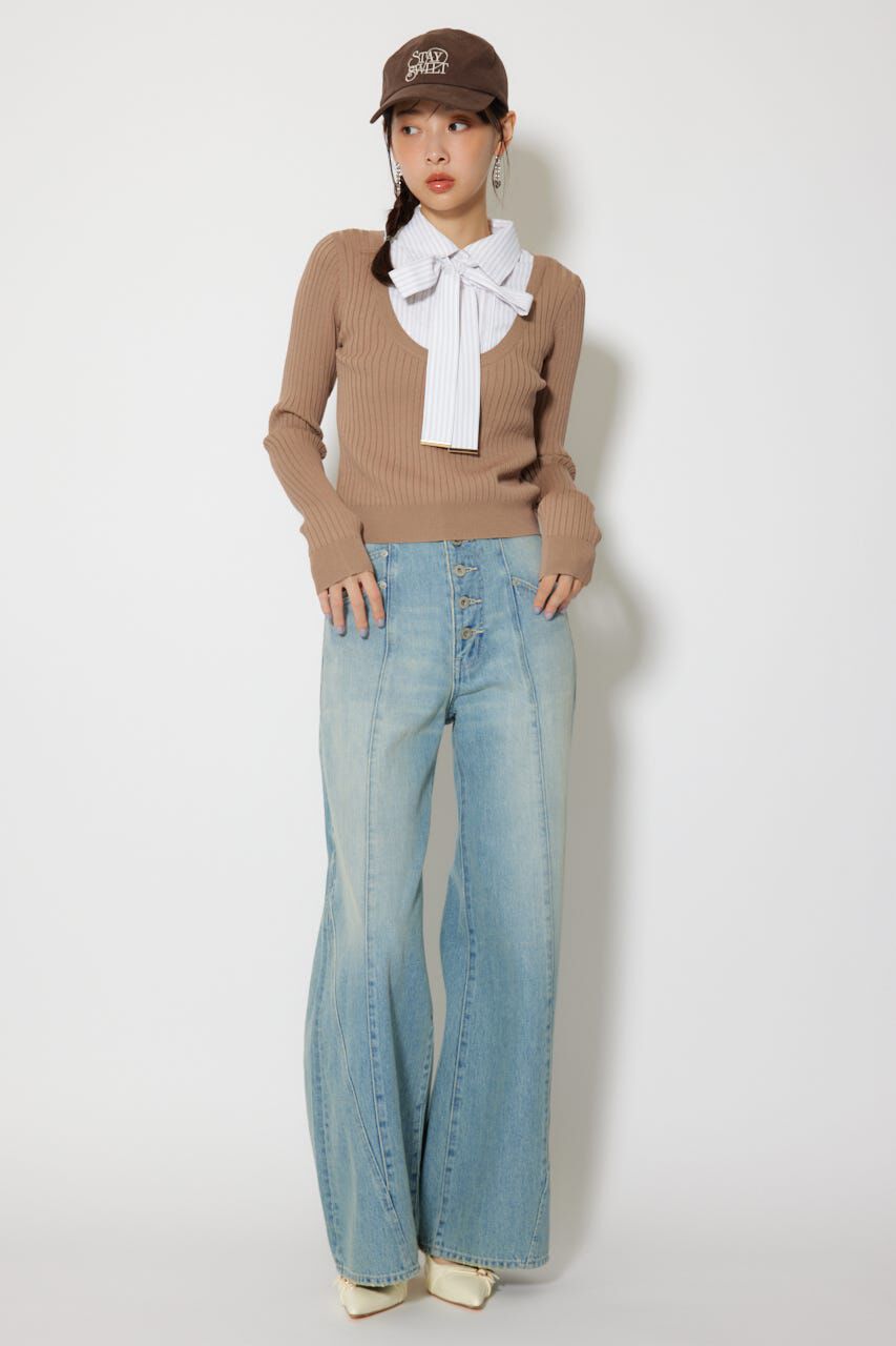 rienda「シャツドッキングロングスリーブニットトップス」|ニット・セーター|