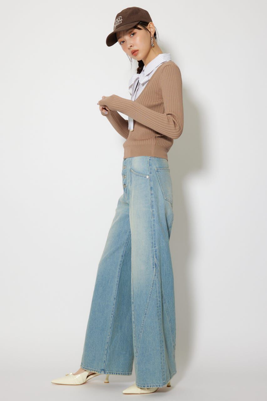 rienda「シャツドッキングロングスリーブニットトップス」|ニット・セーター|