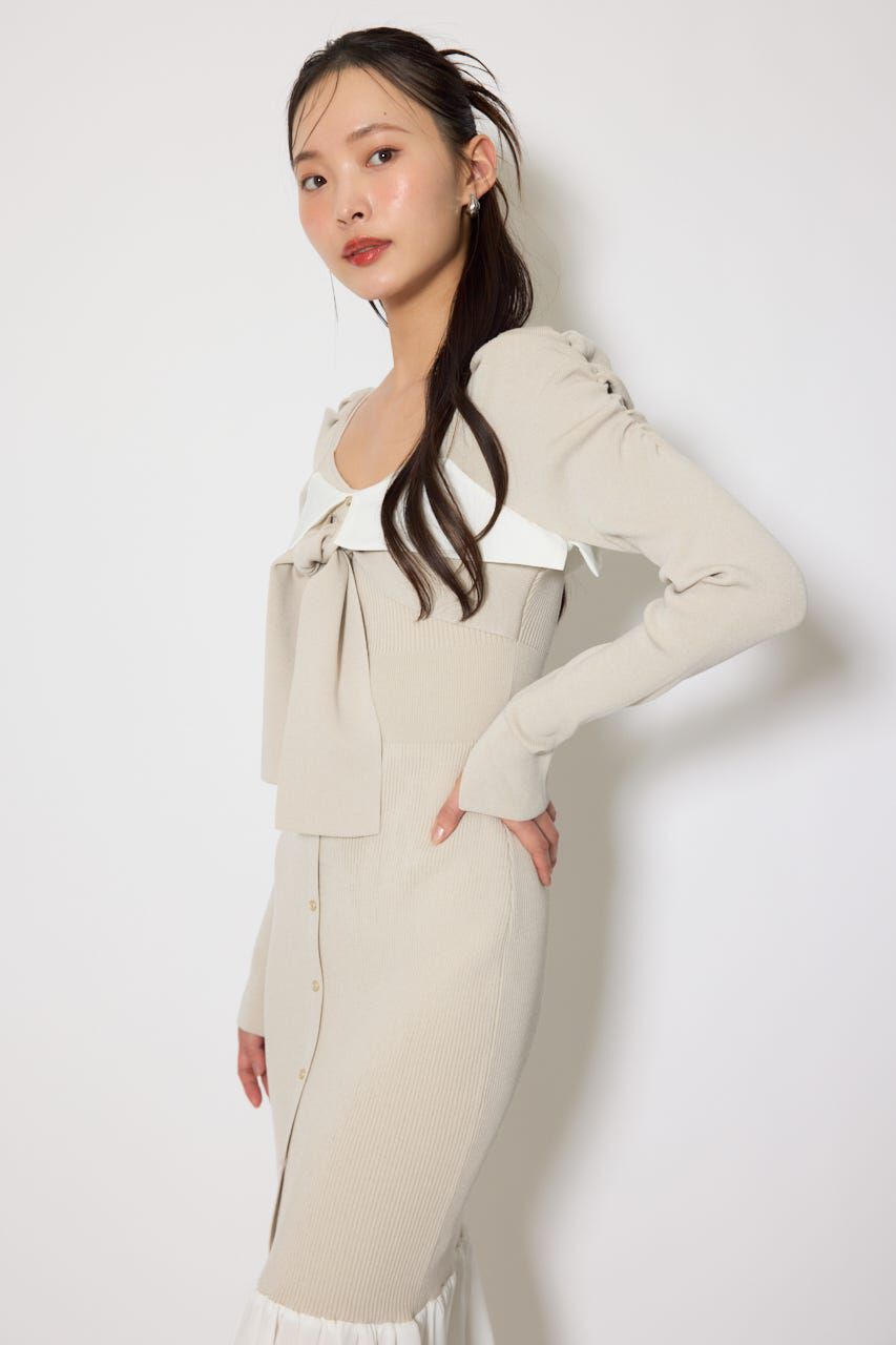 rienda「レイヤードフロントリボンマーメイドニットワンピース」|ワンピース|