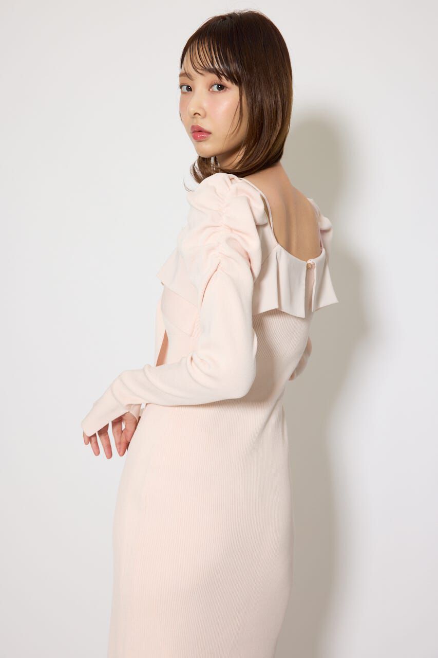 rienda「レイヤードフロントリボンマーメイドニットワンピース」|ワンピース|