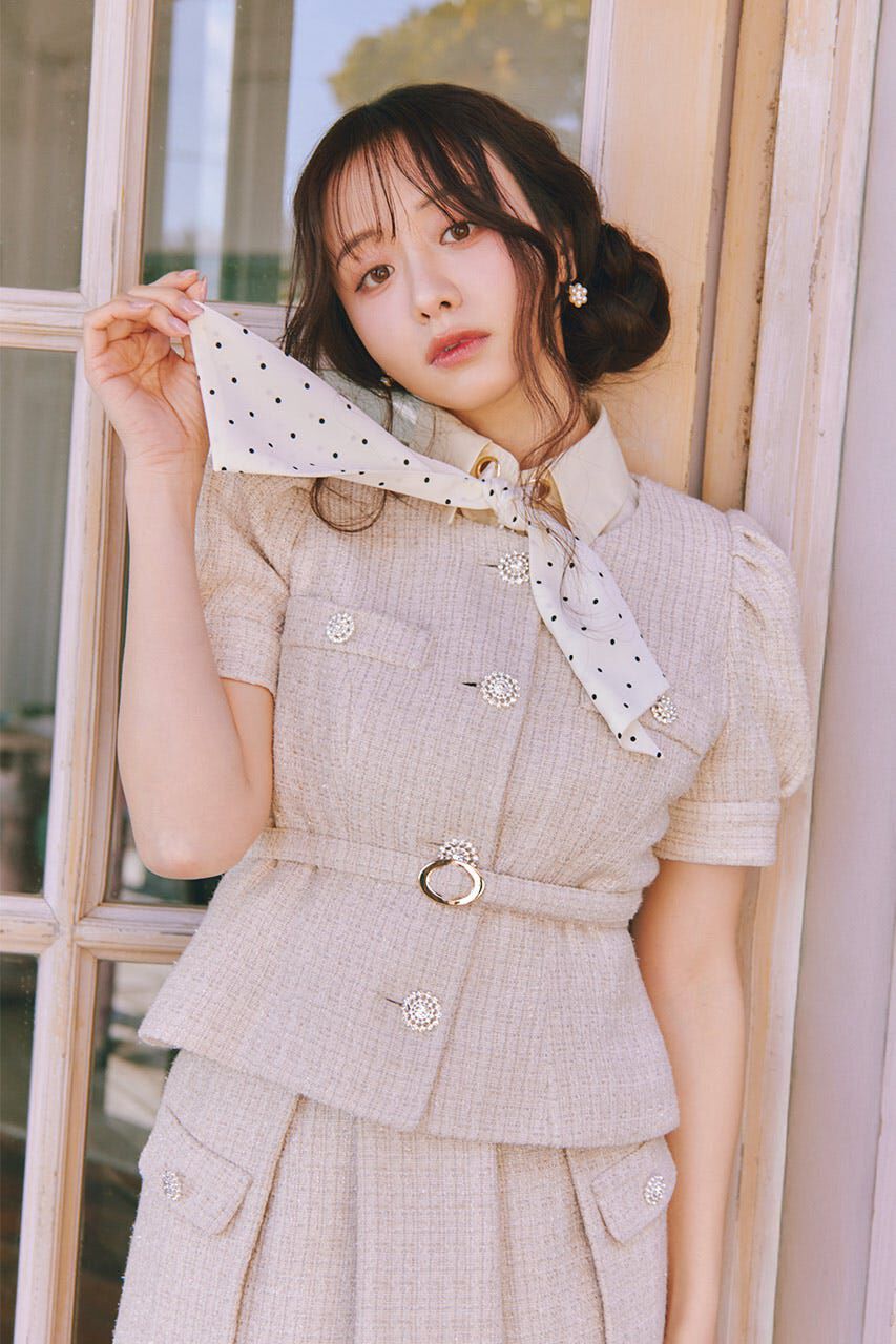 rienda「スカーフ付きハーフスリーブブラウス」|シャツ・ブラウス|