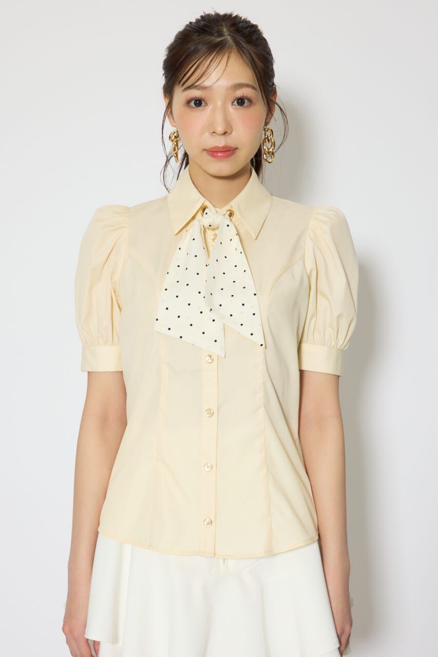 rienda「スカーフ付きハーフスリーブブラウス」|シャツ・ブラウス|