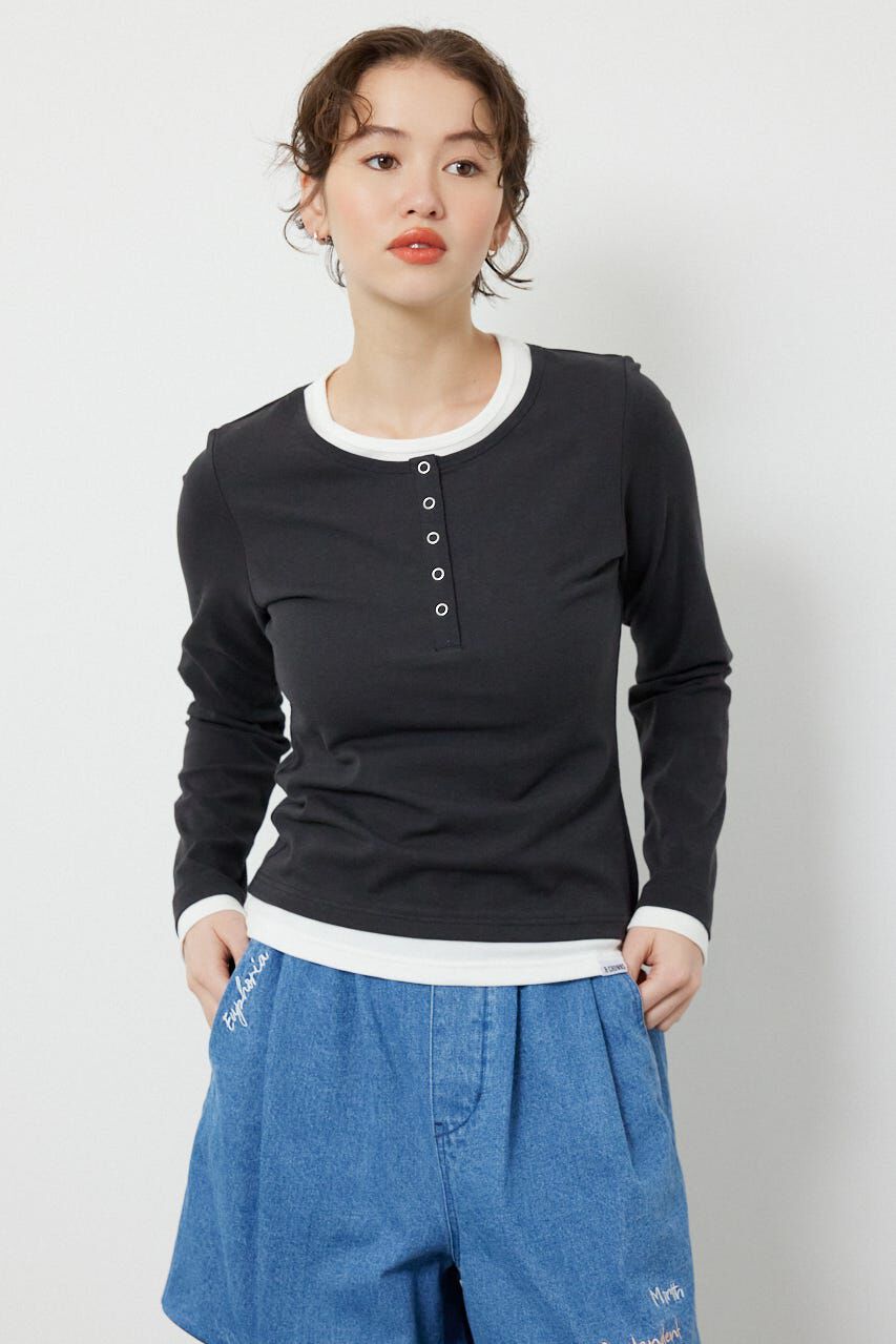 RODEO CROWNS「フェイクレイヤードヘンリーネックトップス」|Tシャツ・カットソー|