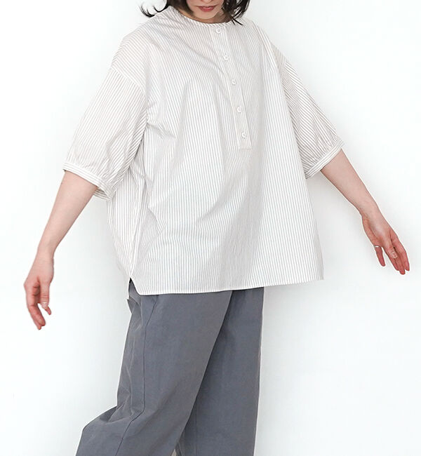 オローネ「トワイライトシャツ」|シャツ・ブラウス|ブルーストライプ