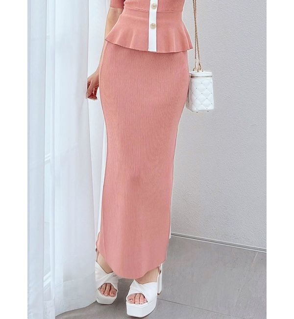 RESEXXY「リブニットペンシルスカート【セットアップ着用可能】」|スカート|オレンジ