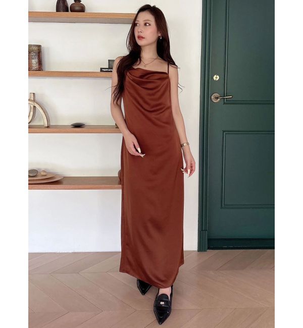 MERCURYDUO「サテンキャミナローワンピース」|ワンピース|