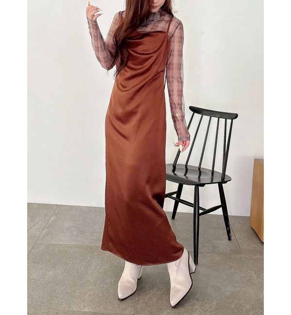 MERCURYDUO「サテンキャミナローワンピース」|ワンピース|