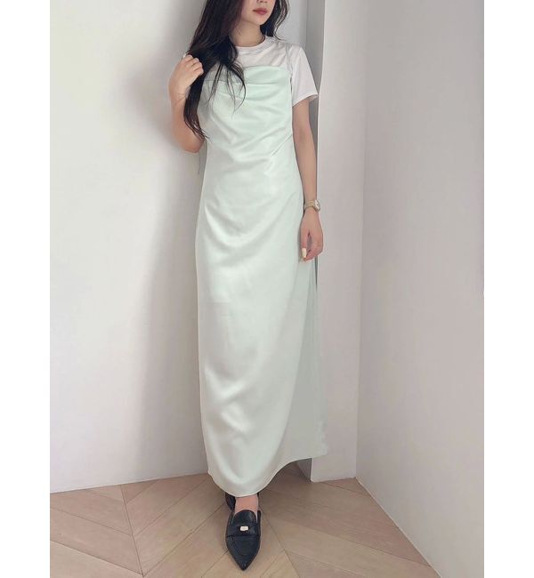 MERCURYDUO「サテンキャミナローワンピース」|ワンピース|ミントグリーン