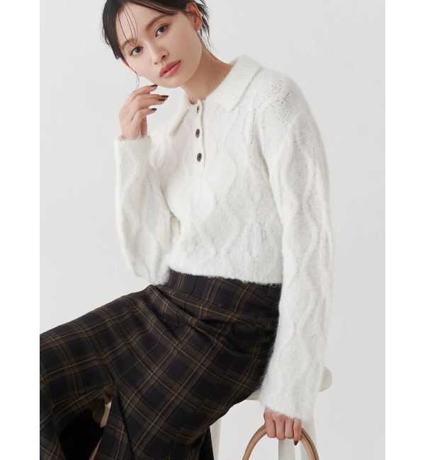 MERCURYDUO「ケーブルポロ衿ニット」|ニット・セーター|