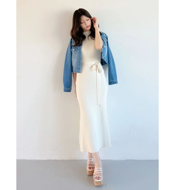 MERCURYDUO「異素材スリーブリブマーメイドワンピース」|ワンピース|