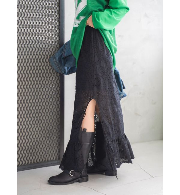 Ungrid「カットワークレースコンビスカート」|スカート|