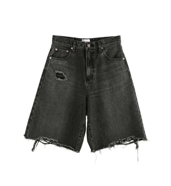 Ungrid「クラッシュデザインデニムハーフパンツ」|デニム|