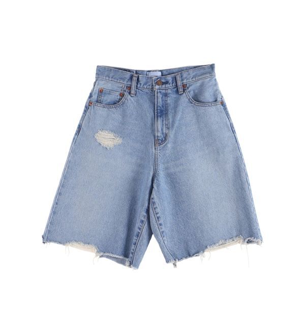 Ungrid「クラッシュデザインデニムハーフパンツ」|デニム|
