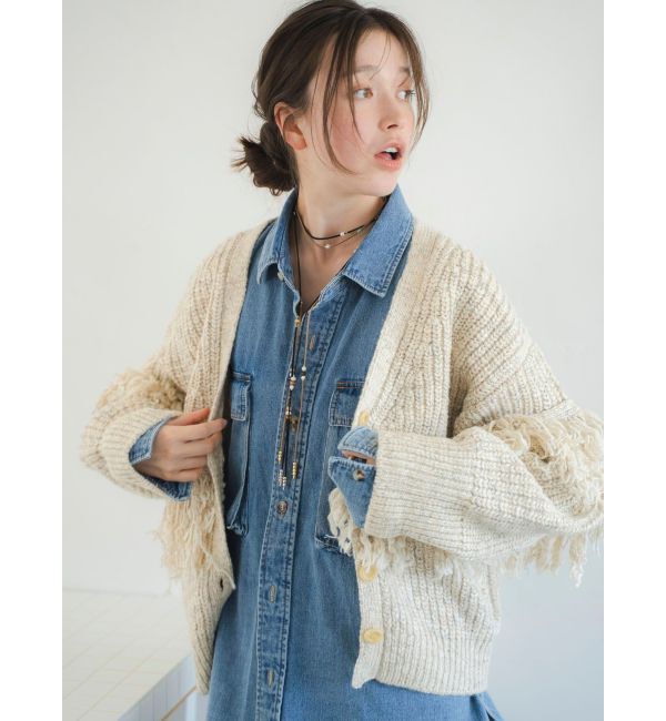 Ungrid「ウッドコンビフェイクレザーネックレス」|ネックレス|