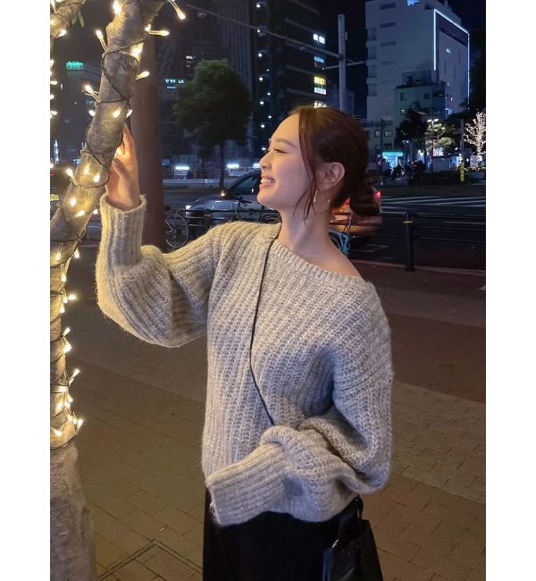 Ungrid「オフショルラメルーズニット」|ニット・セーター|