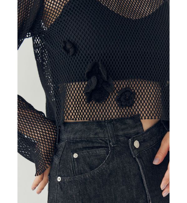 Ungrid「モチーフデザインメッシュロングスリーブTee」|Tシャツ・カットソー|