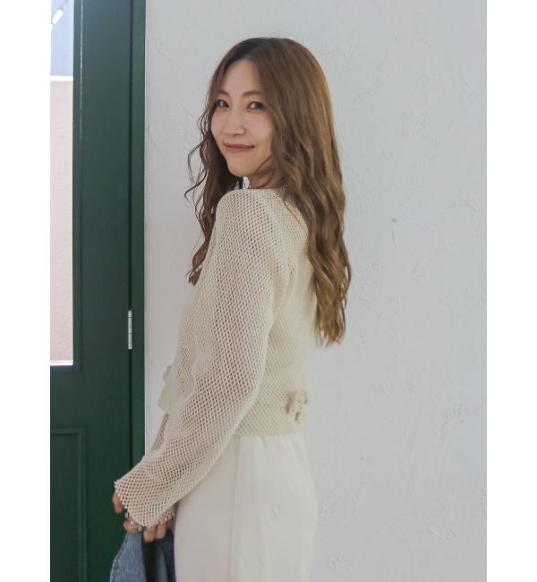 Ungrid「モチーフデザインメッシュロングスリーブTee」|Tシャツ・カットソー|