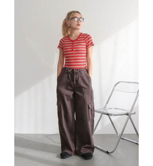 Ungrid「マルチボーダーヘンリーTee」|Tシャツ・カットソー|