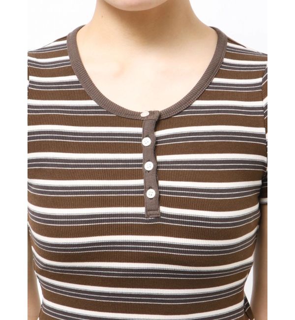 Ungrid「マルチボーダーヘンリーTee」|Tシャツ・カットソー|