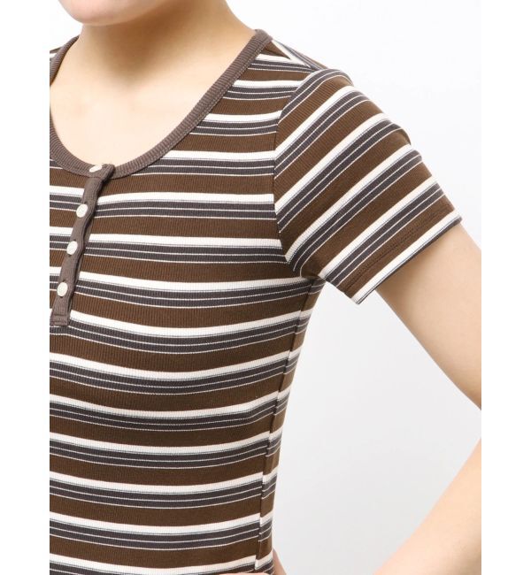 Ungrid「マルチボーダーヘンリーTee」|Tシャツ・カットソー|