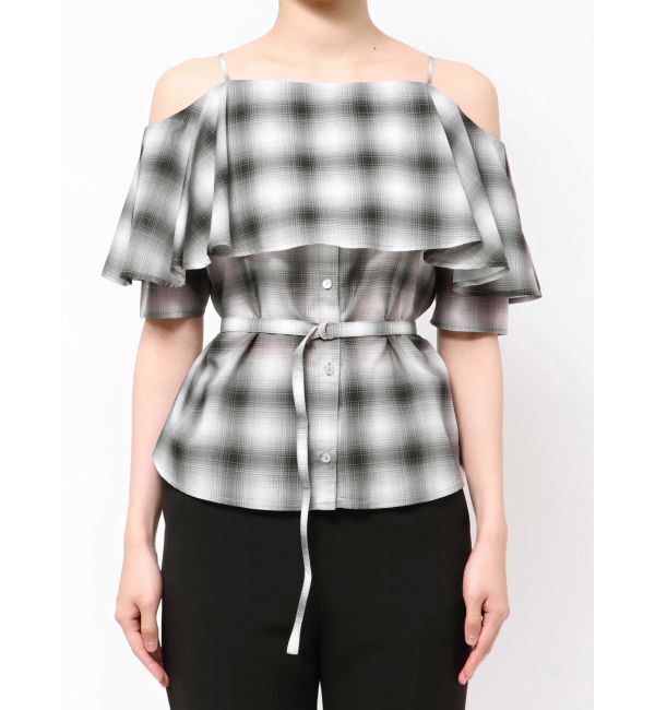 LAGUNAMOON「オンブレチェックオフショルダーブラウス」|シャツ・ブラウス|
