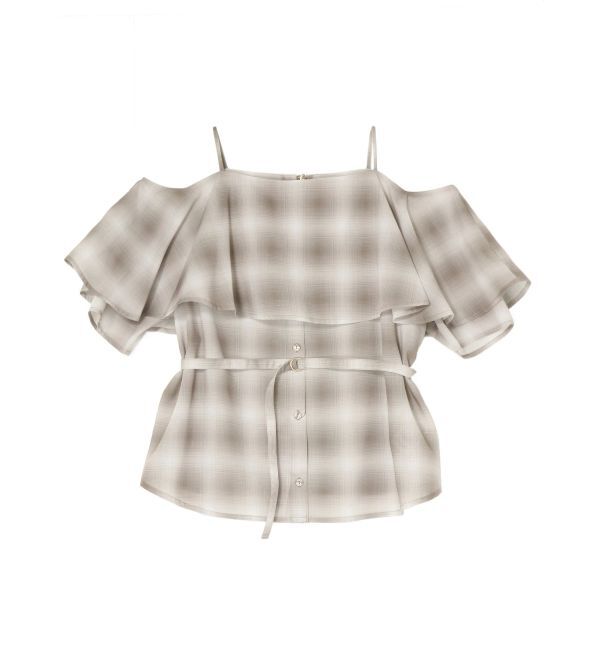 LAGUNAMOON「オンブレチェックオフショルダーブラウス」|シャツ・ブラウス|