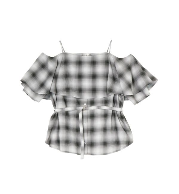 LAGUNAMOON「オンブレチェックオフショルダーブラウス」|シャツ・ブラウス|