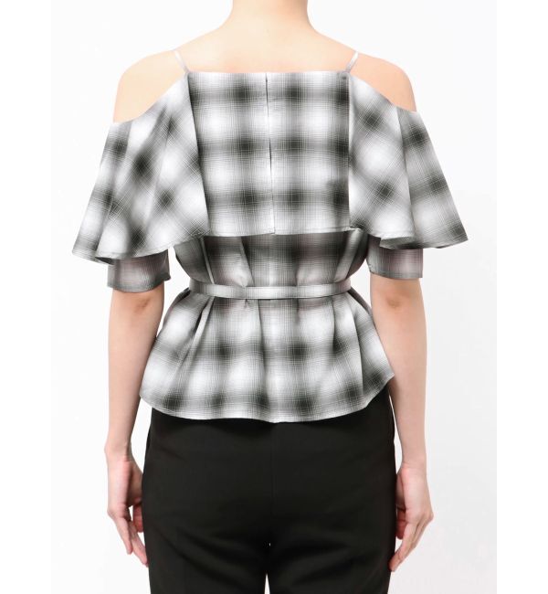 LAGUNAMOON「オンブレチェックオフショルダーブラウス」|シャツ・ブラウス|
