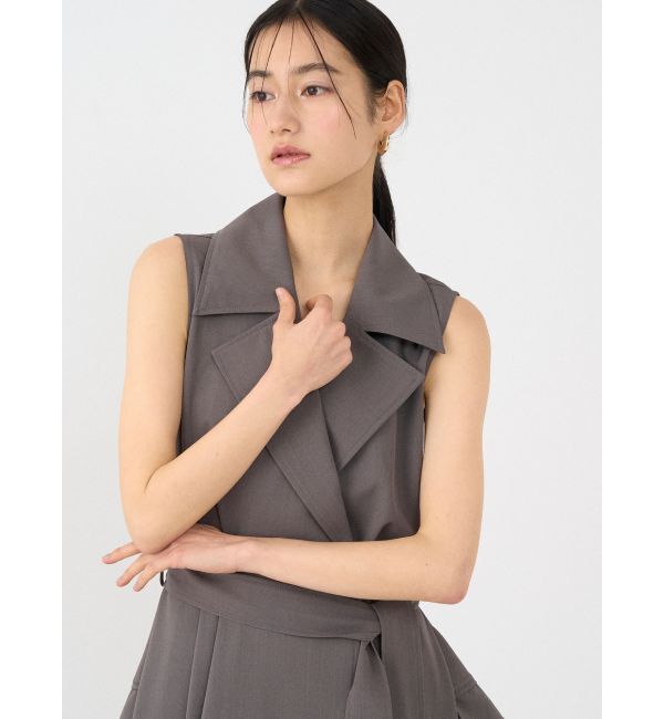 LAGUNAMOON「アシメヘムトレンチワンピース」|ワンピース|グレー