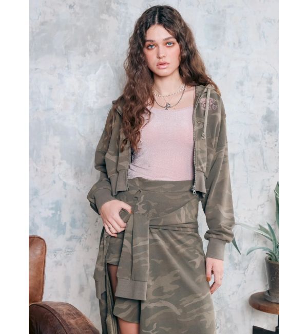 EVRIS「ダメージスウェットアシンメトリーロングスカート【セットアップ着用可能】」|スカート|