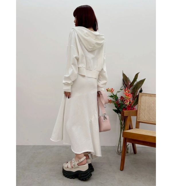 EVRIS「ダメージスウェットアシンメトリーロングスカート【セットアップ着用可能】」|スカート|