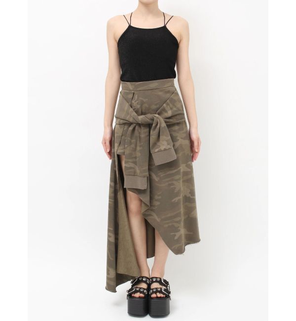 EVRIS「ダメージスウェットアシンメトリーロングスカート【セットアップ着用可能】」|スカート|