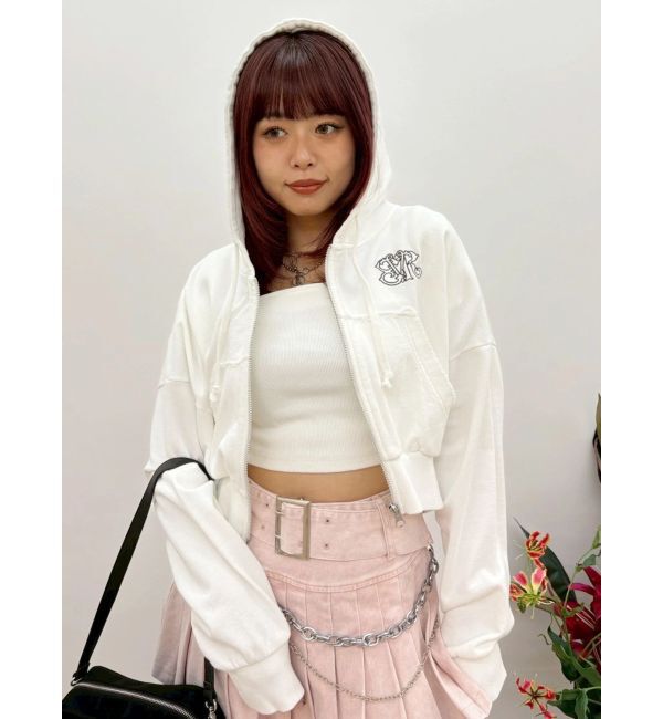 EVRIS「ワンポイントロゴショートパーカー【セットアップ着用可能】」|パーカー|ホワイト