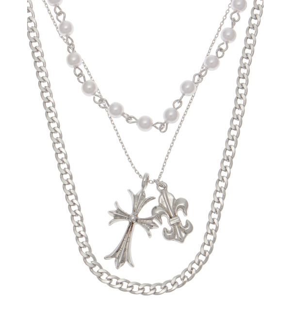 EVRIS「CROSS HEART CHAIN 3連 ネックレス」|ネックレス|