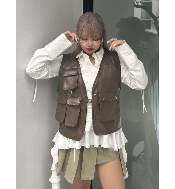 jouetie「フェイクレザーフィッシングベスト」|その他|