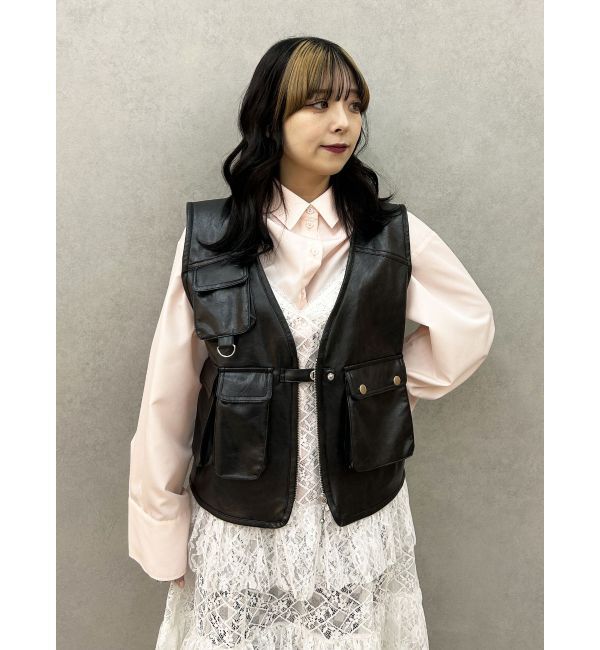 jouetie「フェイクレザーフィッシングベスト」|その他|ブラック