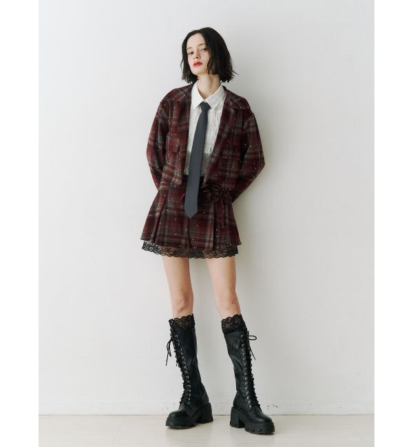 jouetie「ステンカラーラインストーンショートジャケット【セットアップ対応】」|テーラードジャケット|