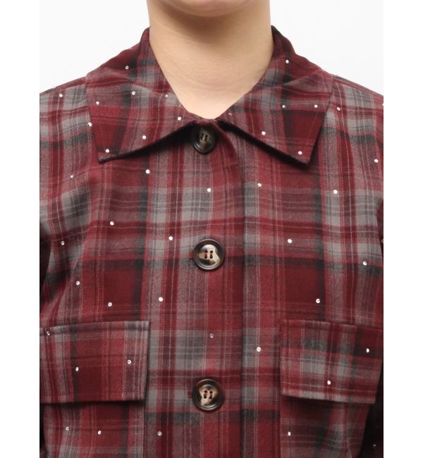 jouetie「ステンカラーラインストーンショートジャケット【セットアップ対応】」|テーラードジャケット|