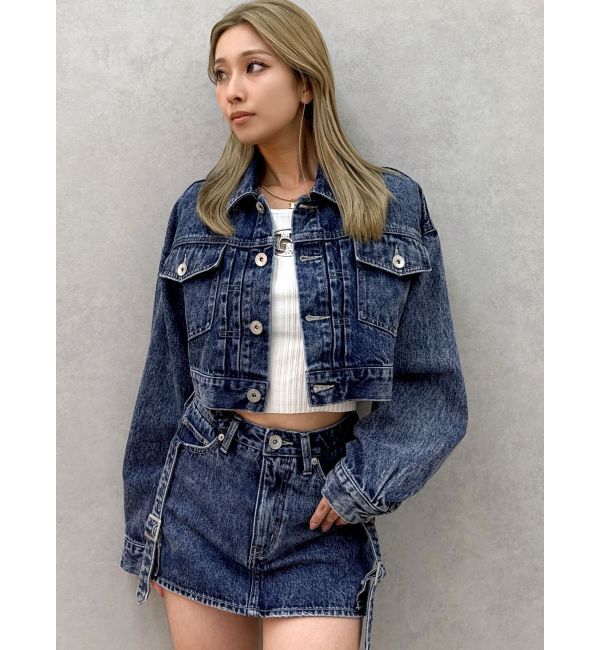 GYDA「ハイウエストBELTデザインデニムスカートライクショートパンツ」|スカート|