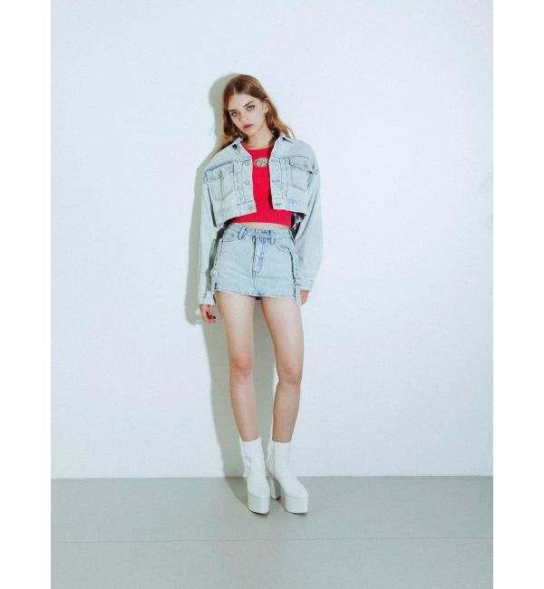 GYDA「ハイウエストBELTデザインデニムスカートライクショートパンツ」|スカート|