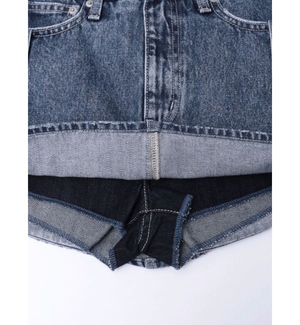 GYDA「ハイウエストBELTデザインデニムスカートライクショートパンツ」|スカート|