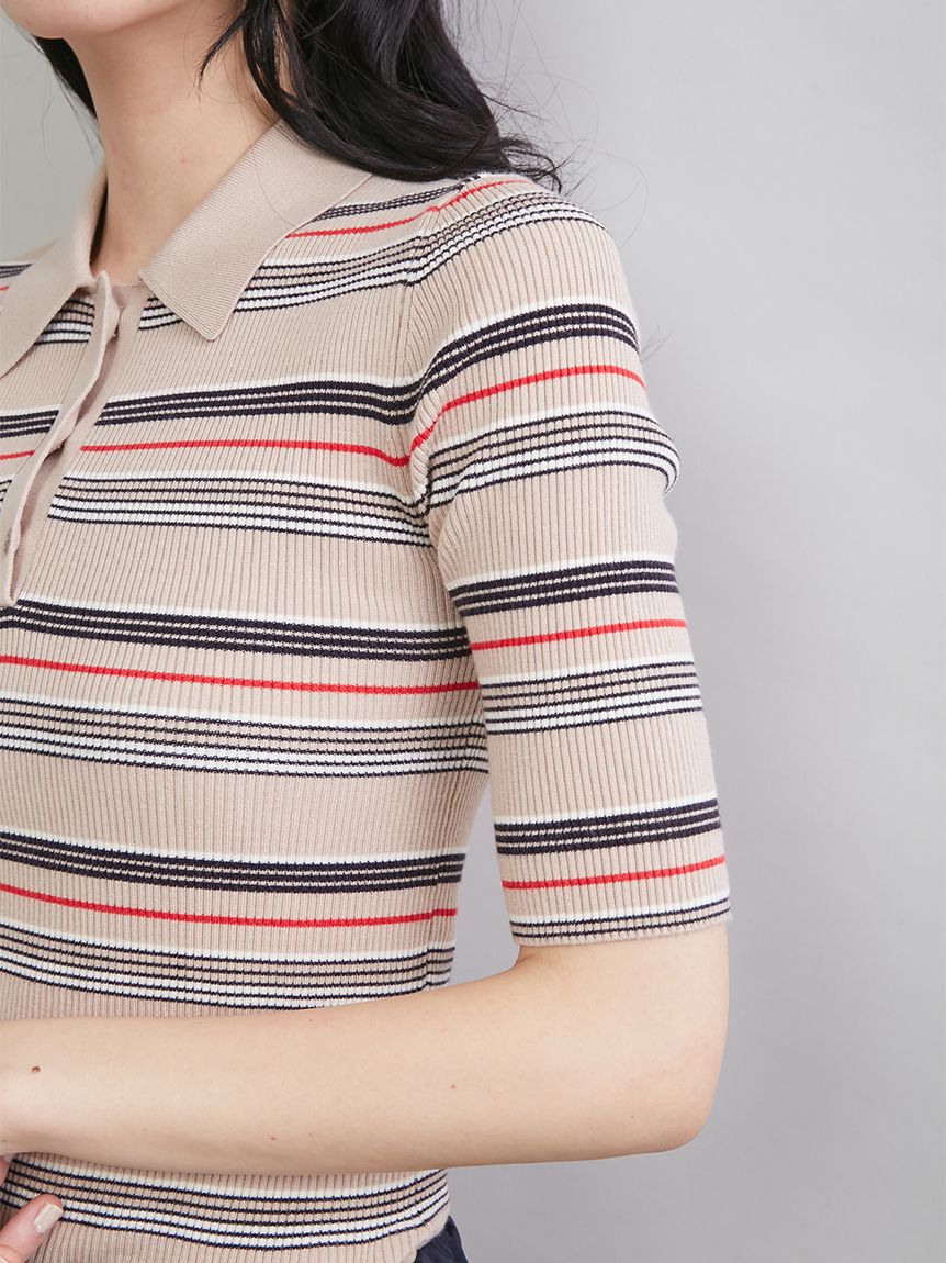 Mila Owen「【WEB＆一部店舗限定カラー】ポロニット&times;タックフレアスカートドッキン グワンピース」|ワンピース|