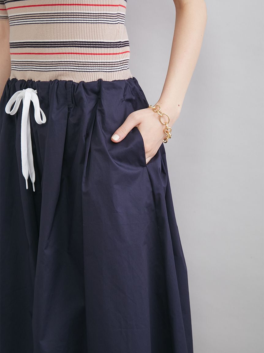 Mila Owen「【WEB＆一部店舗限定カラー】ポロニット&times;タックフレアスカートドッキン グワンピース」|ワンピース|