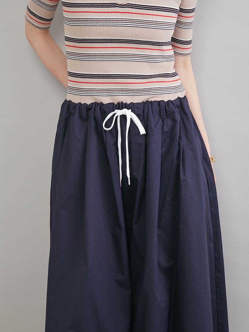 Mila Owen「【WEB＆一部店舗限定カラー】ポロニット&times;タックフレアスカートドッキン グワンピース」|ワンピース|