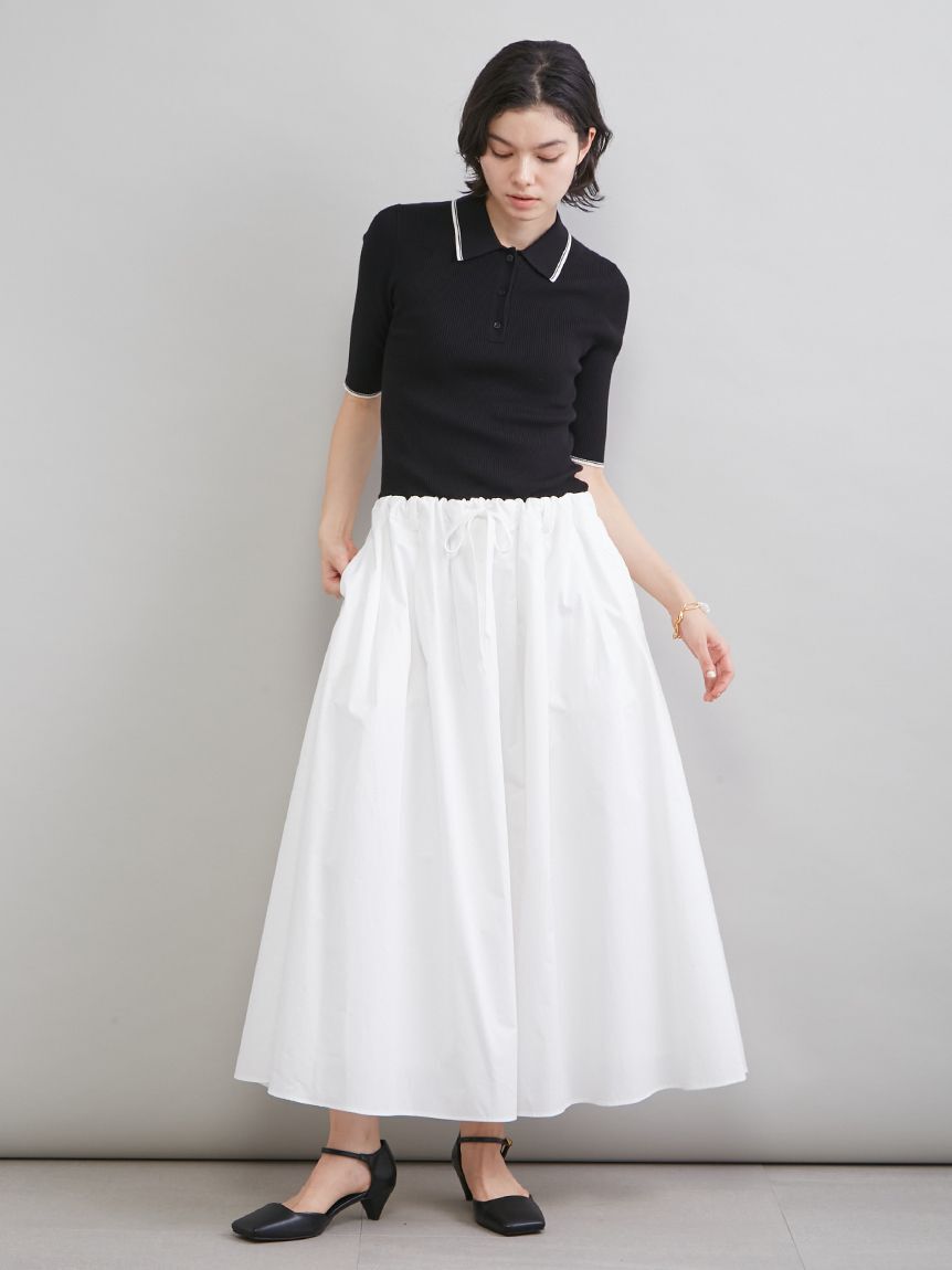 Mila Owen「【WEB＆一部店舗限定カラー】ポロニット&times;タックフレアスカートドッキン グワンピース」|ワンピース|